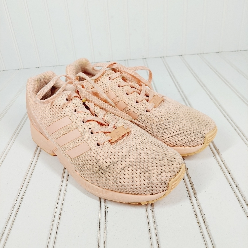adidas Originals Zx Flux Peach Pink Lace Up Mesh Athleisure Running Sneaker A110 - Picture 4 of 11